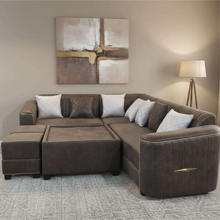 Dark Brown Texture Sofa Set